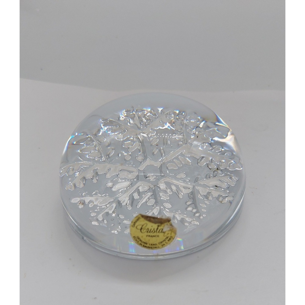 Vintage Avon Lead Crystal Snowflake Paperweight by Cristal ~ France